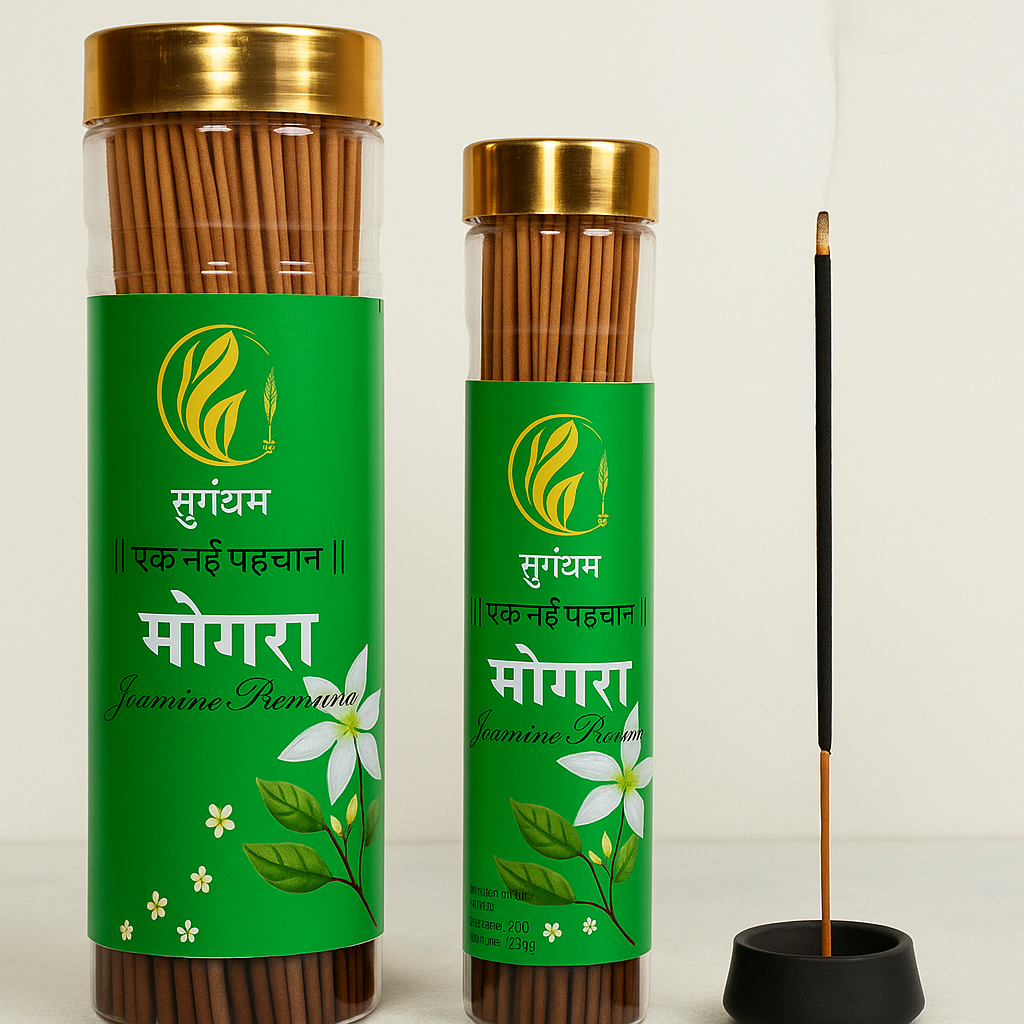 Premium Agarbatti Mega Combo – 8 Bottles (Kasturi, Mogra, Gulab, Lavender) | 350gm Each | Free Agarbatti Stand Included4 IN 1 Pack
