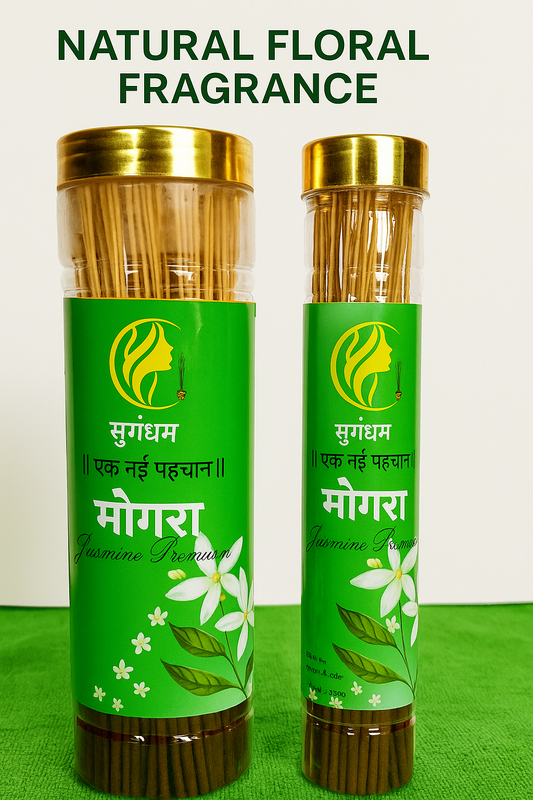 Mogra Agarbatti – 250g + 100g Extra | Premium Floral Incense Sticks with Free Agarbatti Stand