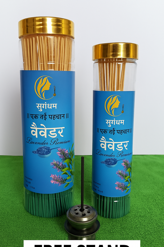 Lavender Agarbatti – 250g + 100g Free | Calming Incense Sticks with Free Stand