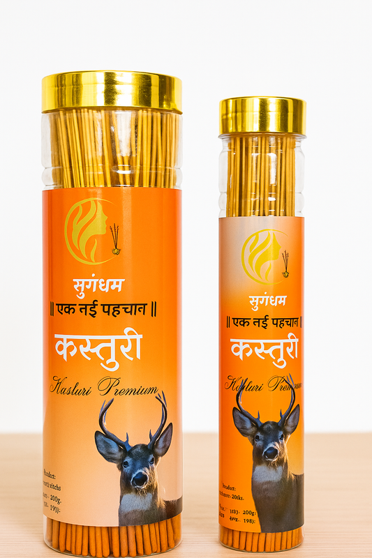 Sugandham Kasturi Agarbatti Combo Pack – 250gm + 100gm | Premium Long-Lasting Fragrance | अगरबत्ती बॉटल कॉम्बो