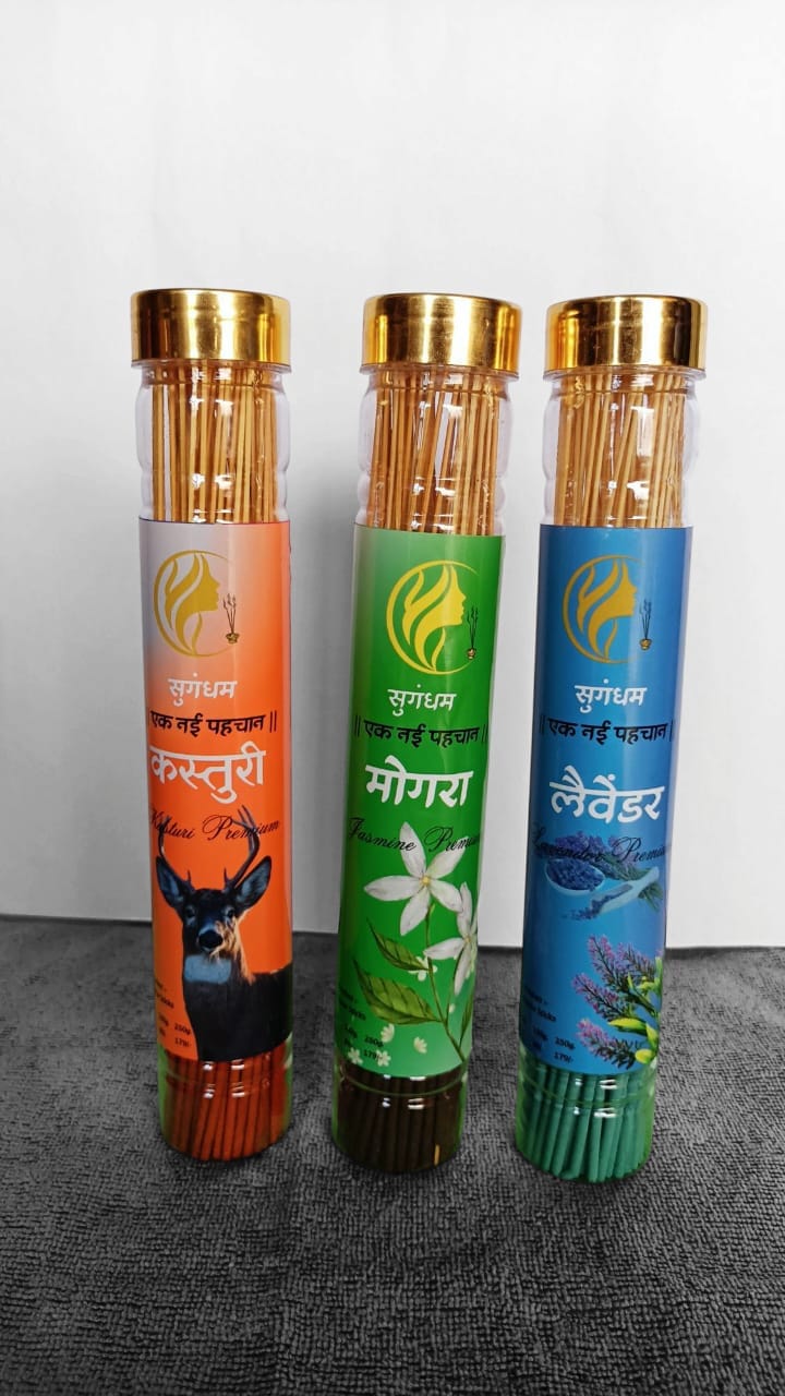 Sugandham Premium Incense Sticks – Kasturi, Mogra & Lavender Combo (Pack of 3)